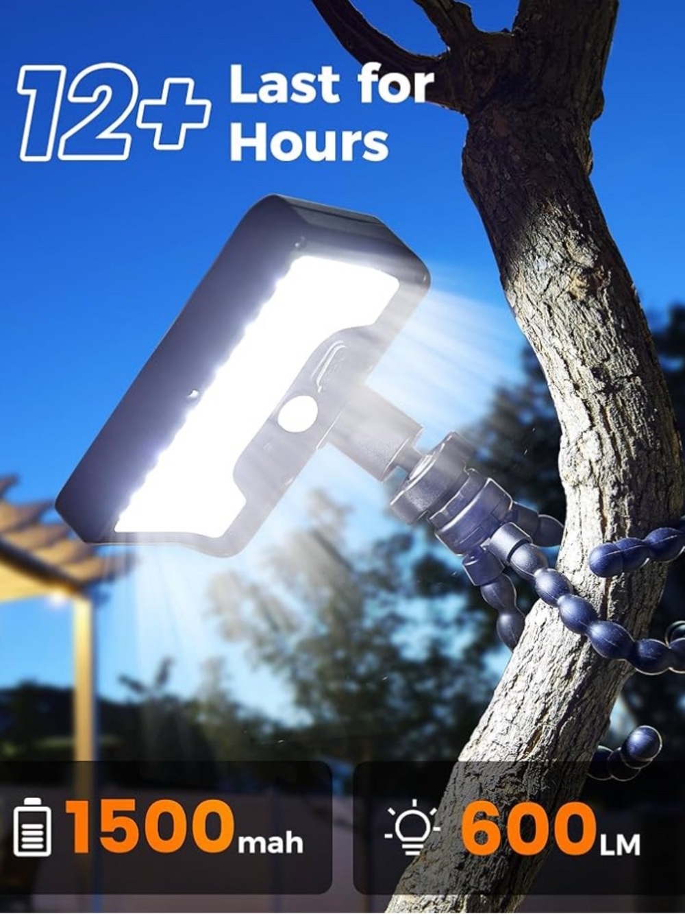 Motion Sensor Solar Security Light w/ Flexible Tripod Legs 600LM Waterproof - Picture 2 of 2